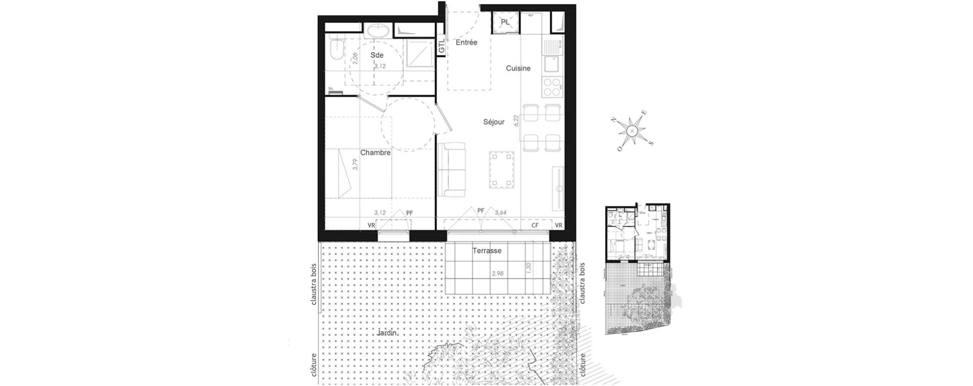 Appartement T2 de 39,70 m2 &agrave; Mennecy Centre
