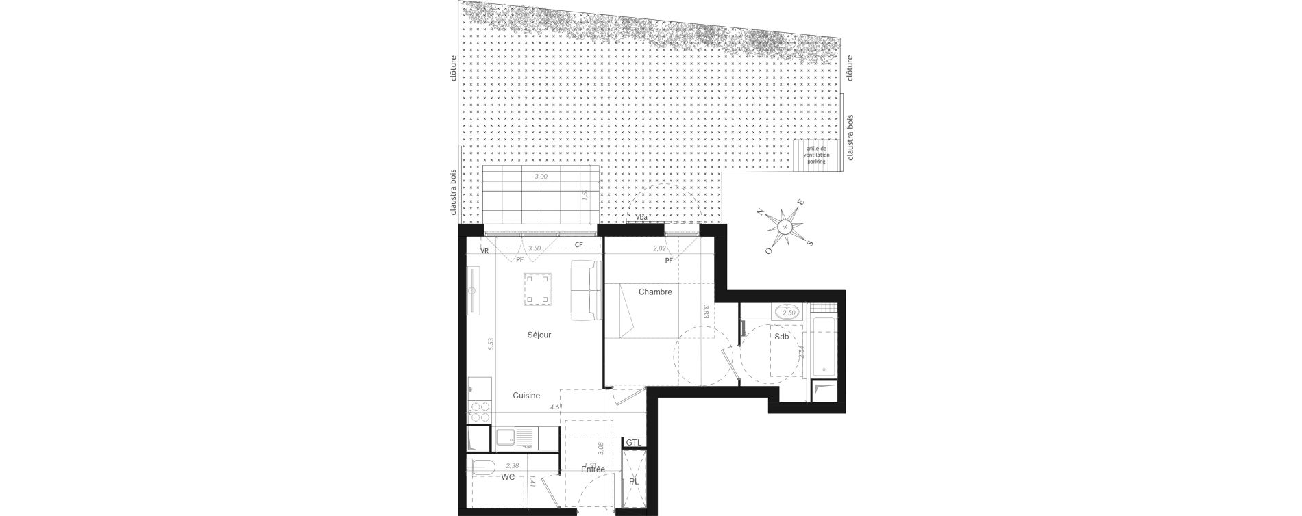 Appartement T2 de 45,22 m2 &agrave; Mennecy Centre