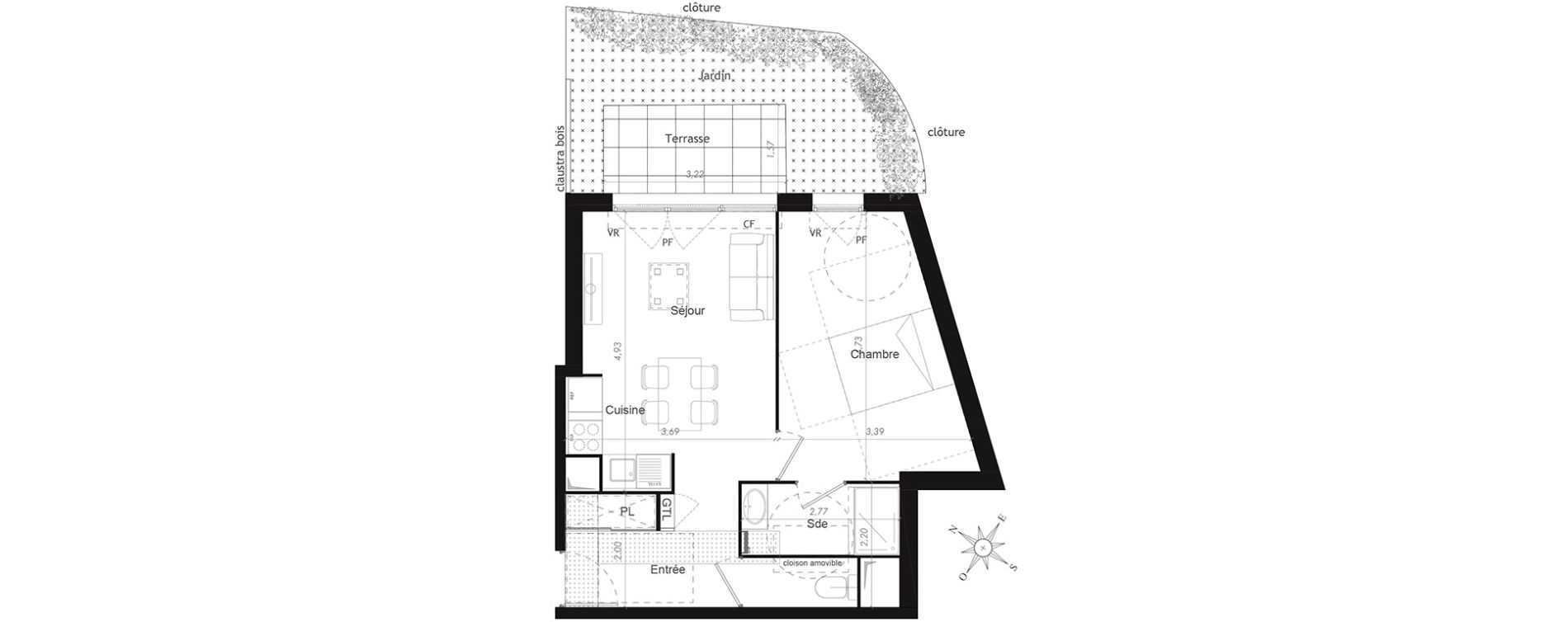 Appartement T2 de 41,68 m2 &agrave; Mennecy Centre