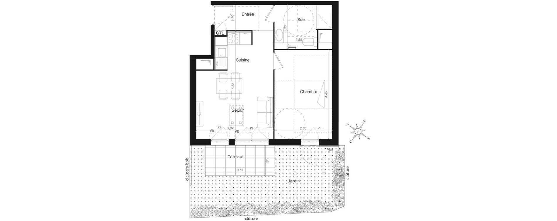 Appartement T2 de 40,98 m2 &agrave; Mennecy Centre