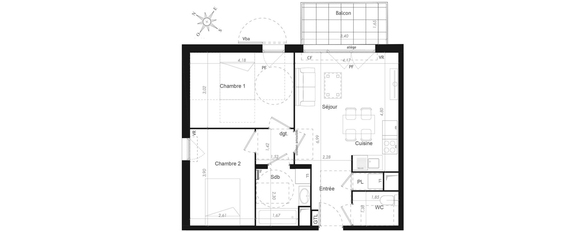 Appartement T3 de 56,30 m2 &agrave; Mennecy Centre