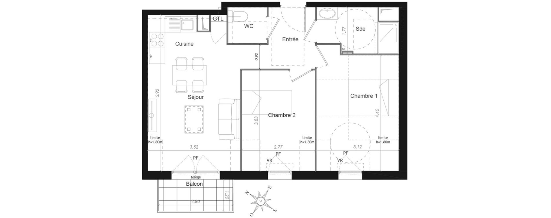 Appartement T3 de 51,66 m2 &agrave; Mennecy Centre