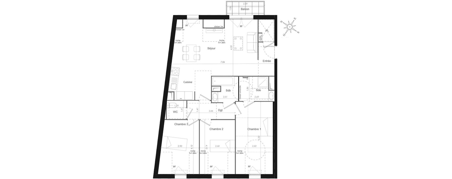 Appartement T4 de 78,91 m2 &agrave; Mennecy Centre
