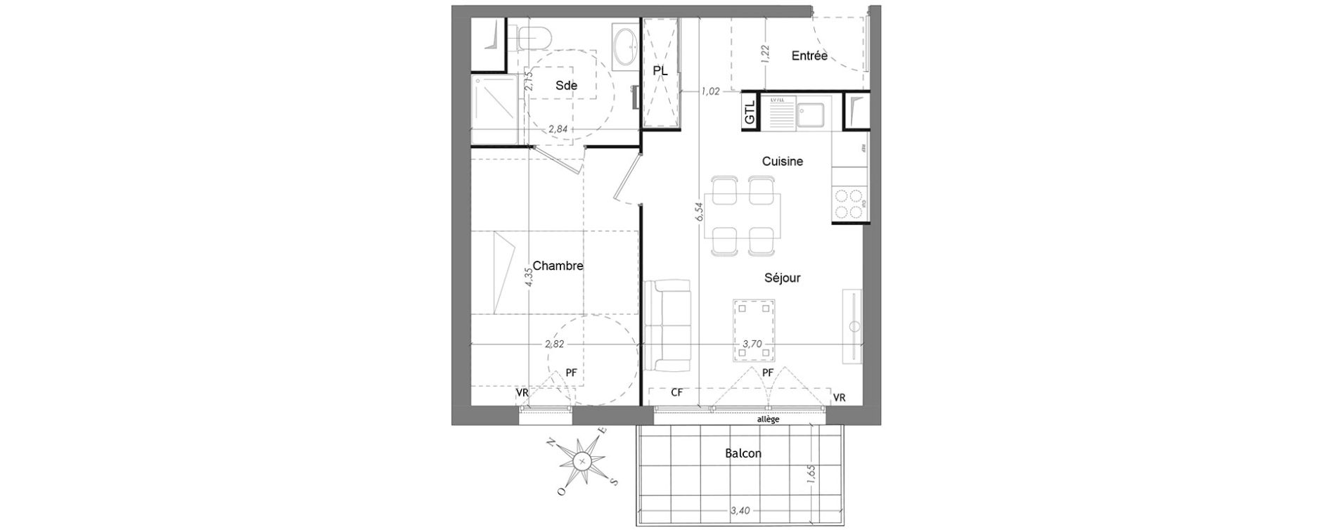 Appartement T2 de 41,97 m2 &agrave; Mennecy Centre