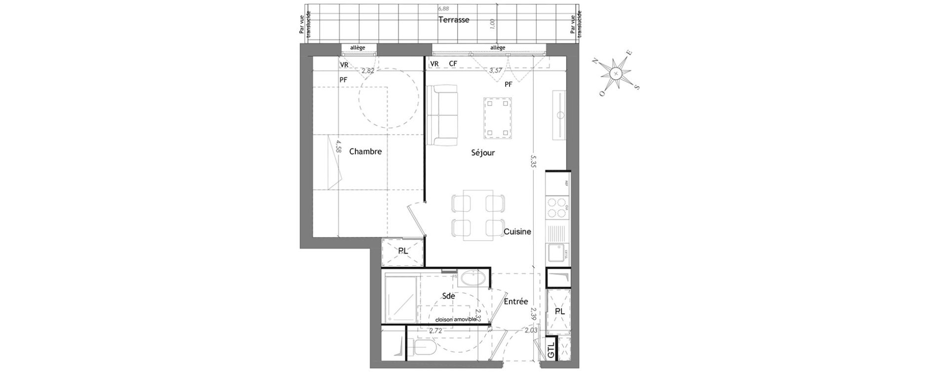 Appartement T2 de 43,20 m2 &agrave; Mennecy Centre