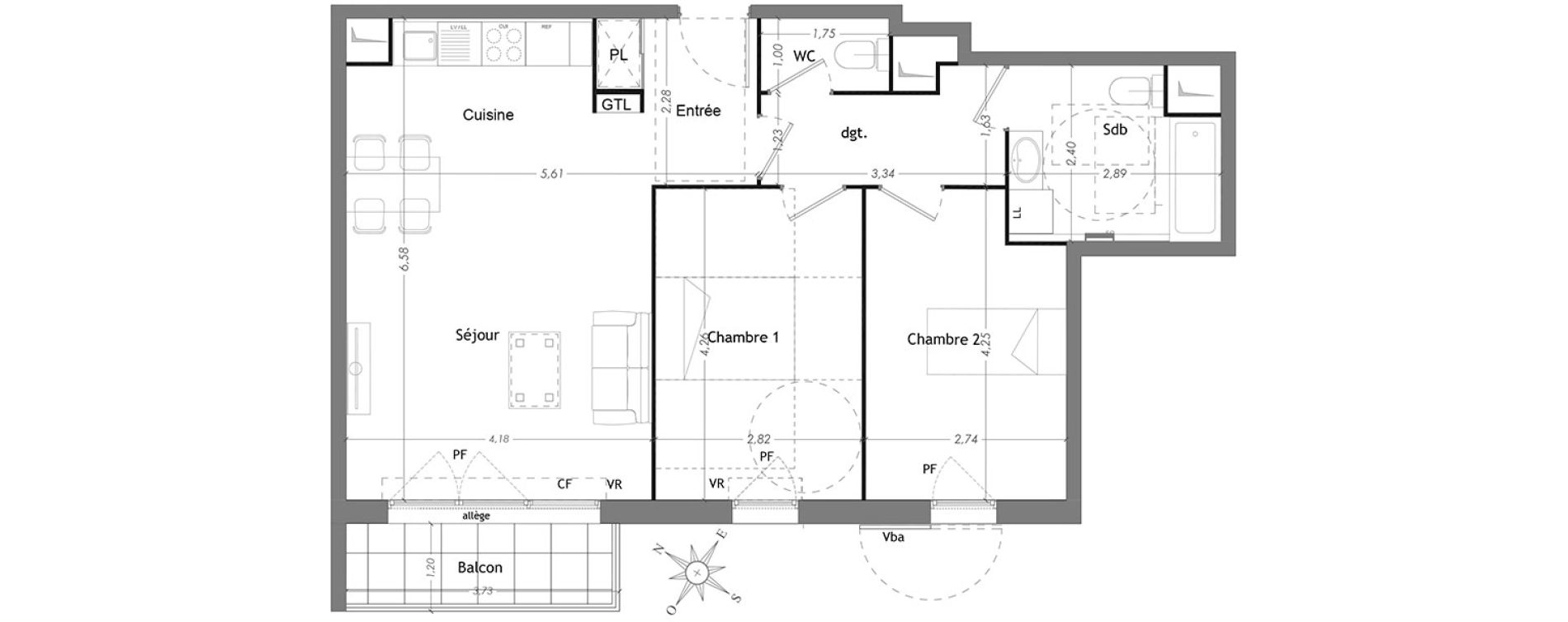 Appartement T3 de 65,70 m2 &agrave; Mennecy Centre
