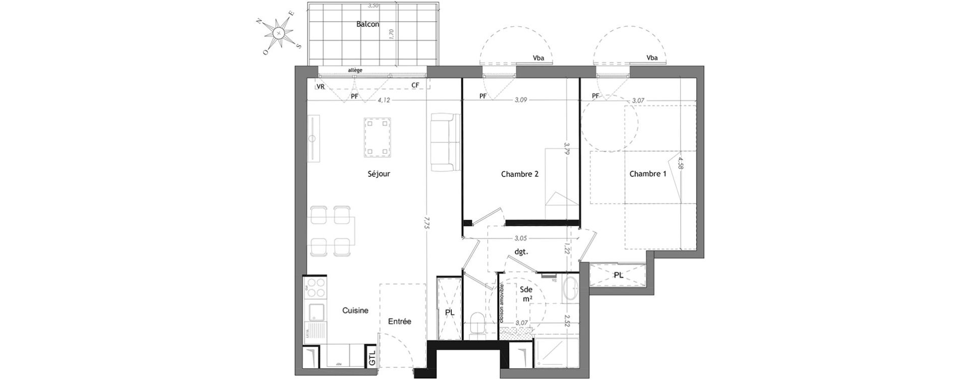 Appartement T3 de 68,62 m2 &agrave; Mennecy Centre