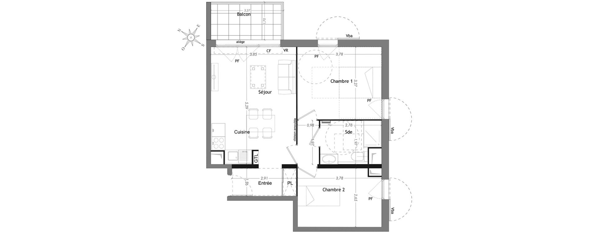 Appartement T3 de 52,73 m2 &agrave; Mennecy Centre