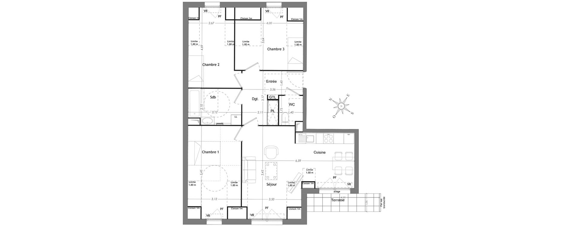 Appartement T4 de 75,37 m2 &agrave; Mennecy Centre