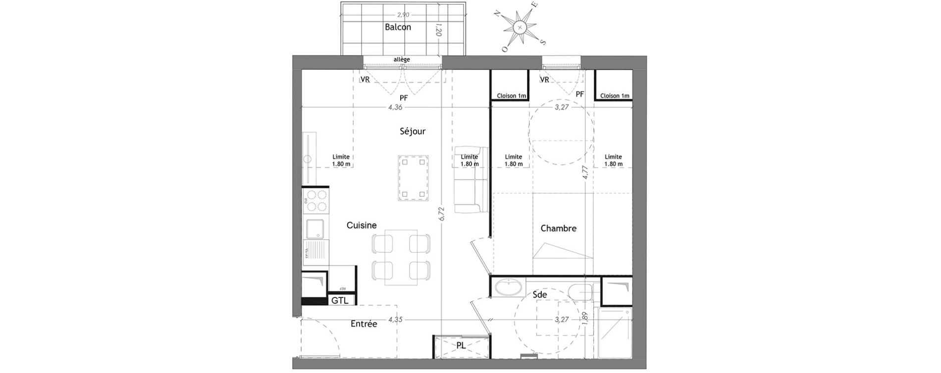 Appartement T2 de 41,03 m2 &agrave; Mennecy Centre