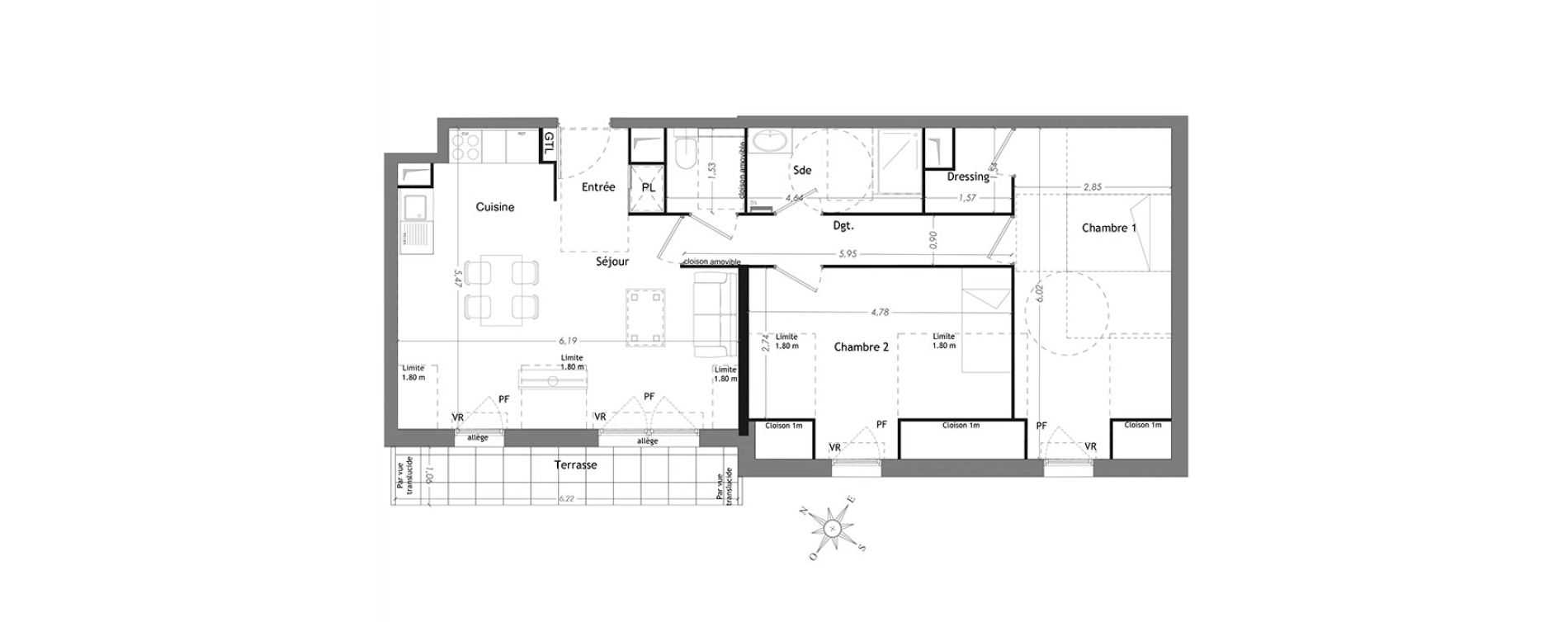 Appartement T3 de 64,04 m2 &agrave; Mennecy Centre