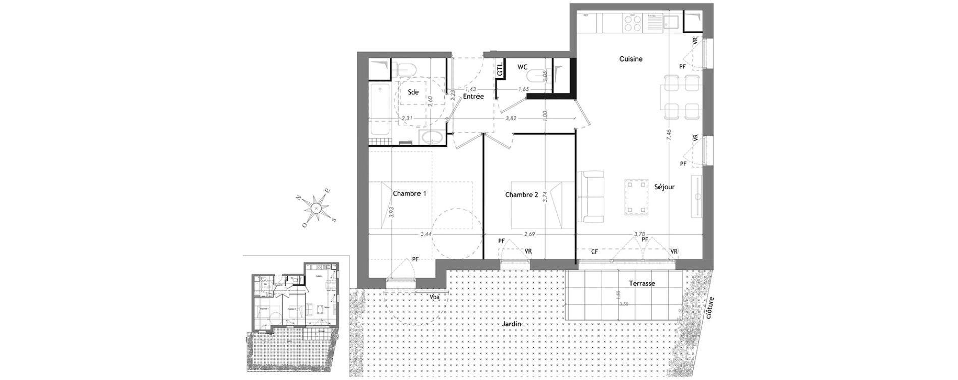 Appartement T3 de 63,80 m2 &agrave; Mennecy Centre