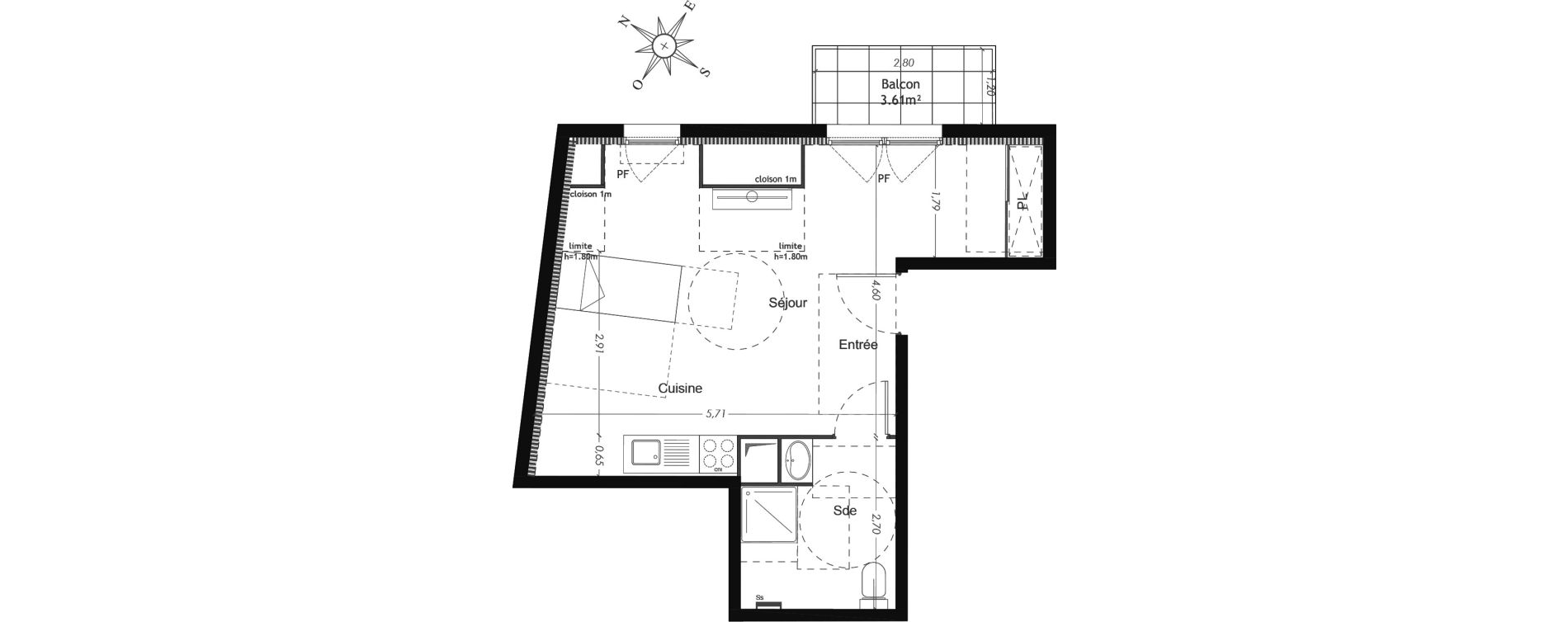 Appartement T1 de 31,55 m2 &agrave; Mennecy Centre