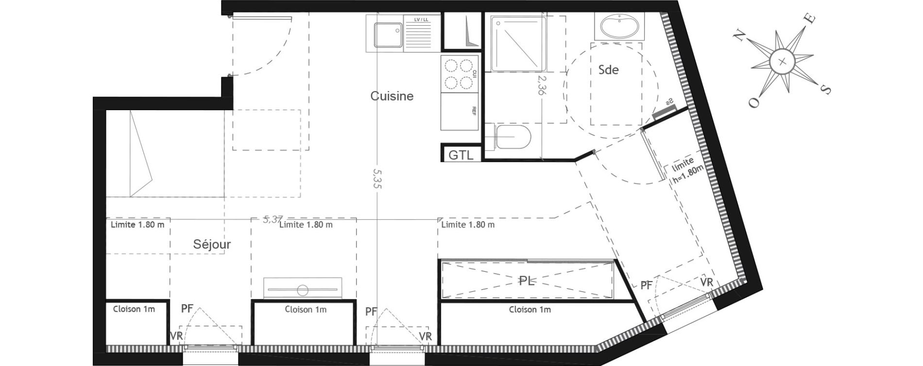 Appartement T1 de 41,85 m2 &agrave; Mennecy Centre