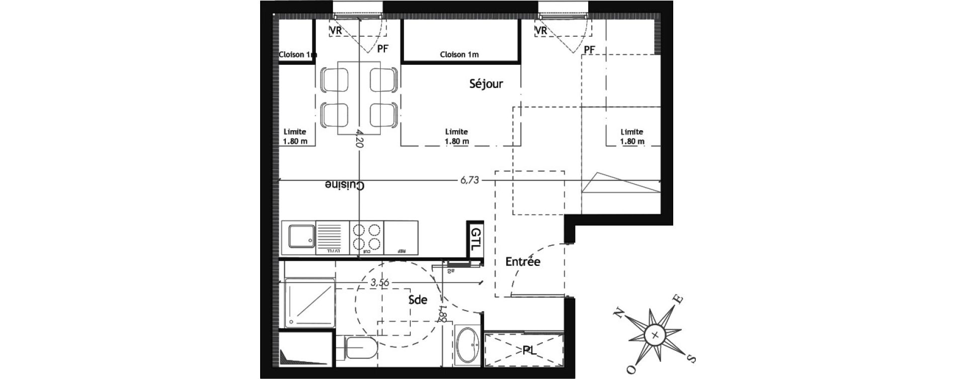 Appartement T1 de 27,28 m2 à Mennecy Centre