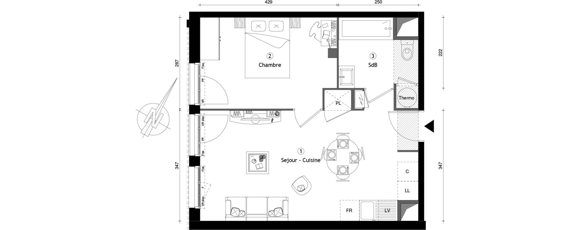Appartement T2 de 42,08 m2 &agrave; Montgeron Centre