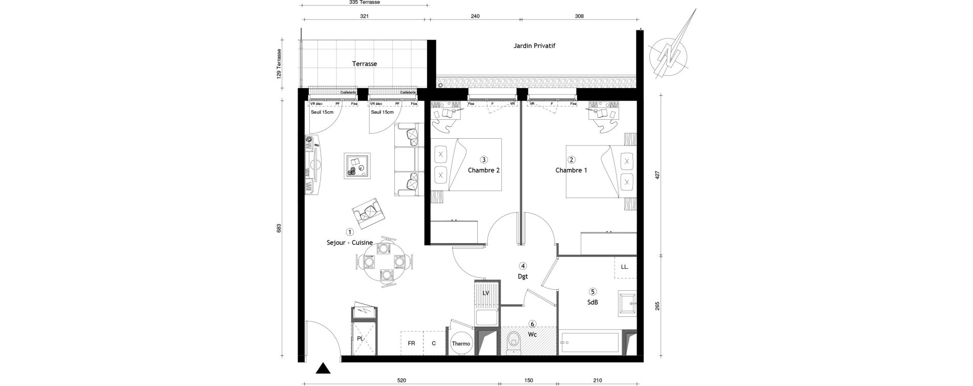 Appartement T3 de 56,93 m2 &agrave; Montgeron Centre