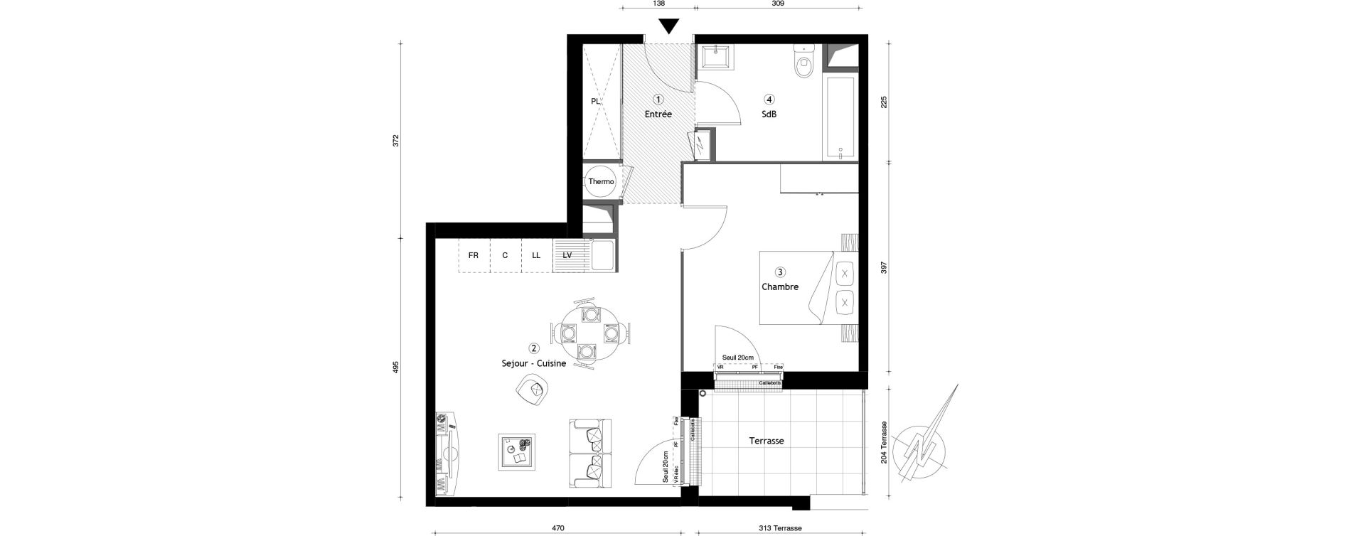 Appartement T2 de 49,94 m2 &agrave; Montgeron Centre