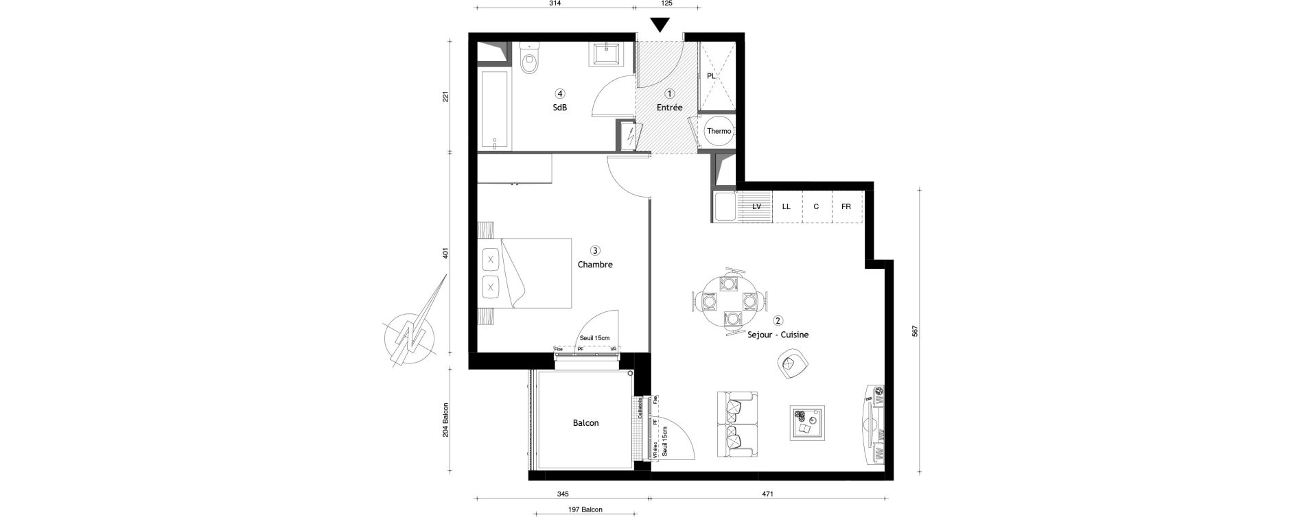 Appartement T2 de 51,55 m2 &agrave; Montgeron Centre