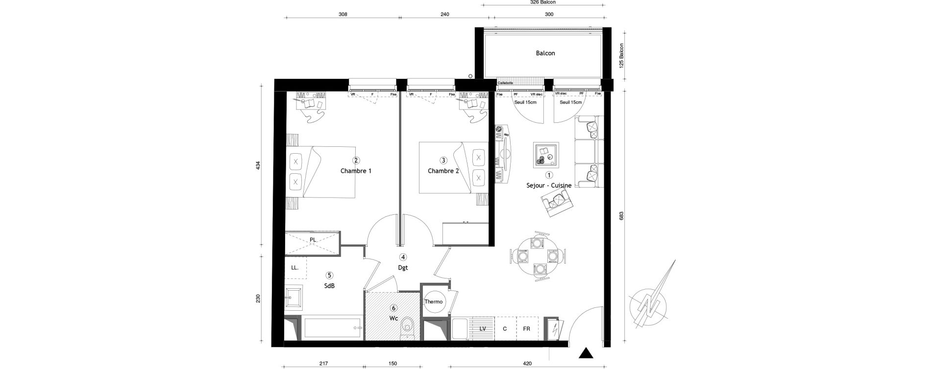 Appartement T3 de 56,93 m2 &agrave; Montgeron Centre