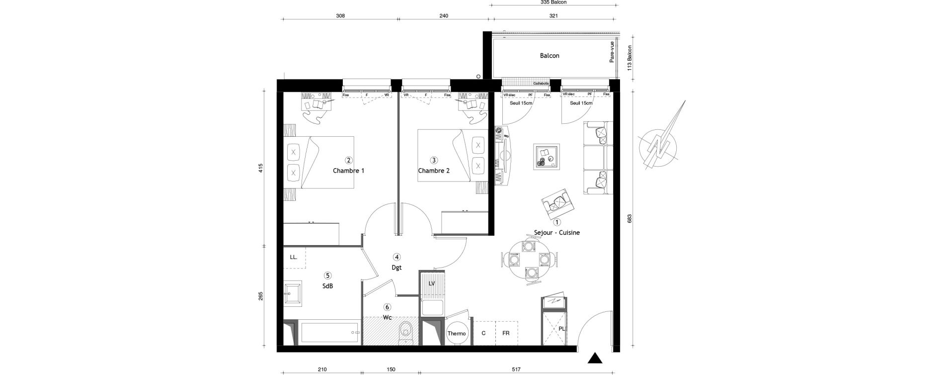 Appartement T3 de 58,15 m2 &agrave; Montgeron Centre