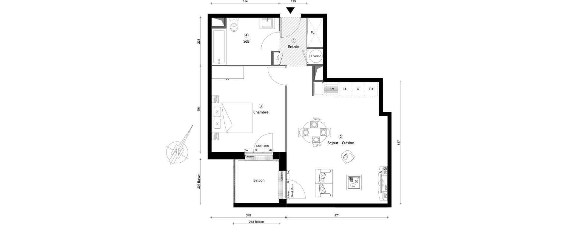 Appartement T2 de 51,55 m2 &agrave; Montgeron Centre
