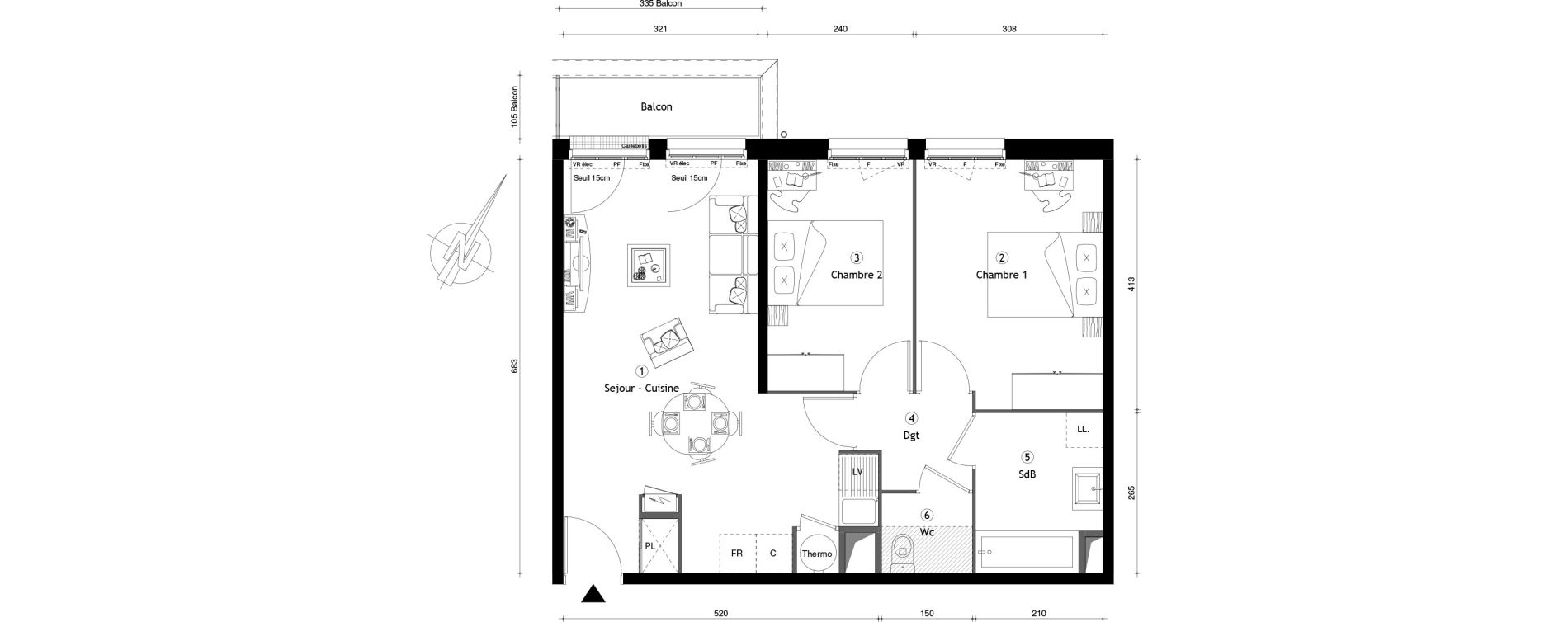 Appartement T3 de 58,15 m2 &agrave; Montgeron Centre