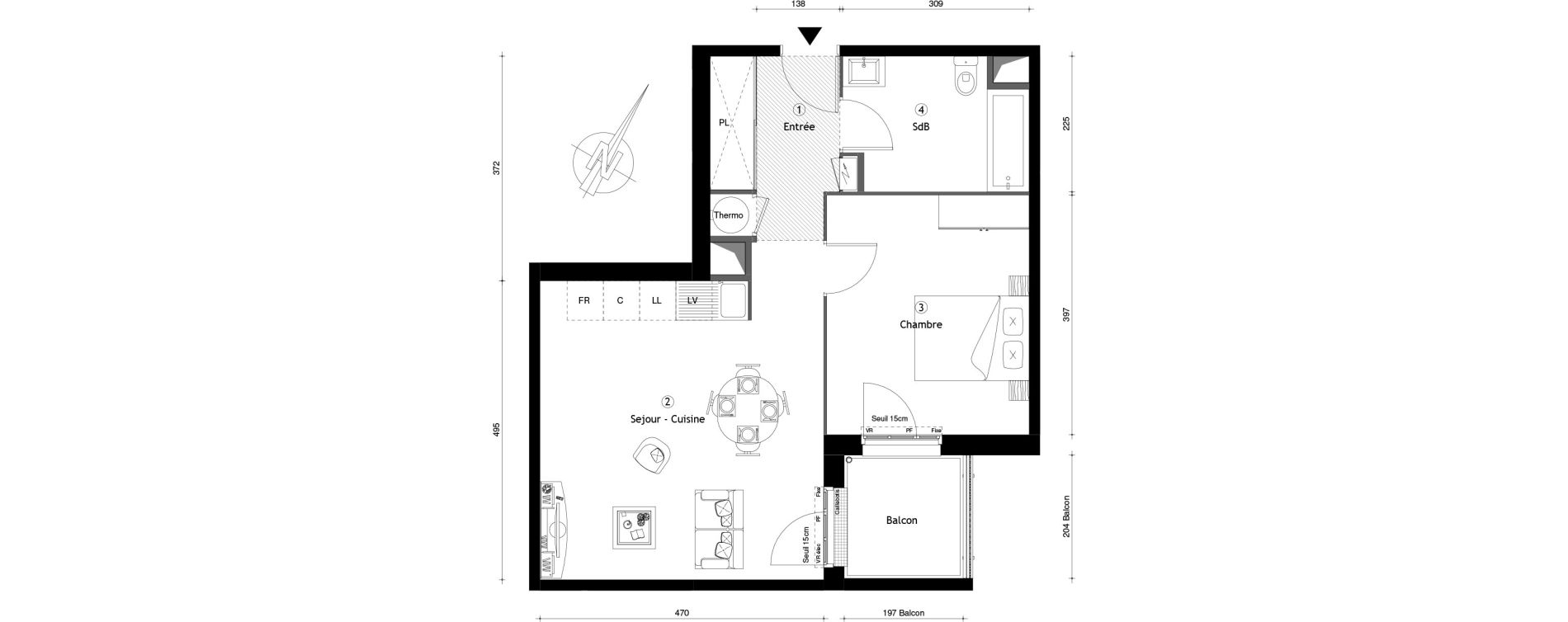 Appartement T2 de 49,94 m2 &agrave; Montgeron Centre