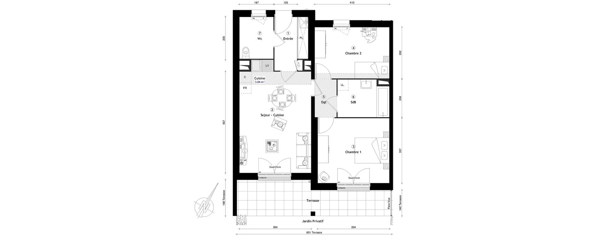 Appartement T3 de 65,93 m2 &agrave; Montgeron Centre