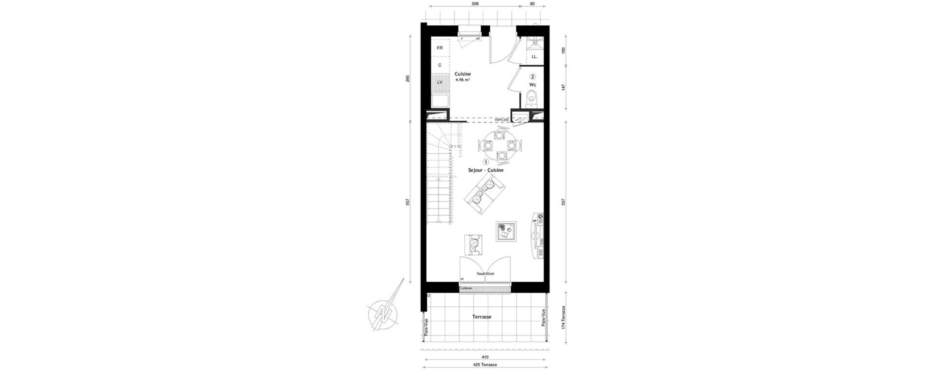 Duplex T3 de 61,83 m2 &agrave; Montgeron Centre
