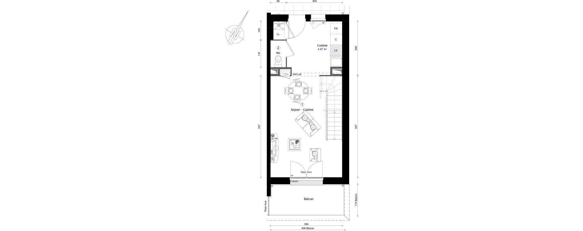 Duplex T3 de 59,96 m2 &agrave; Montgeron Centre
