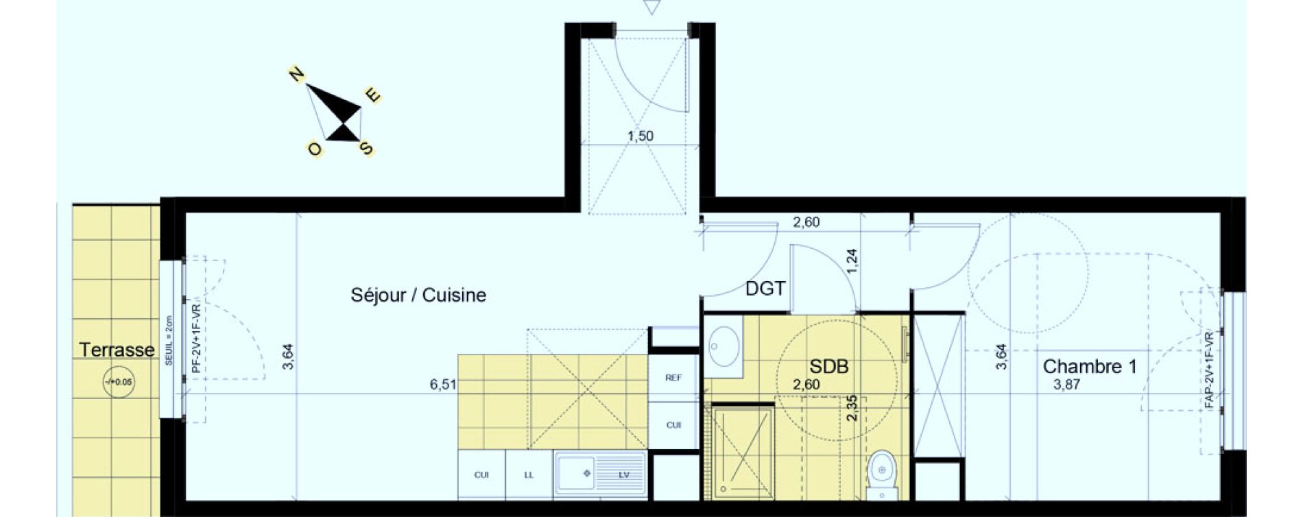 Appartement T2 de 49,46 m2 &agrave; Montgeron Centre