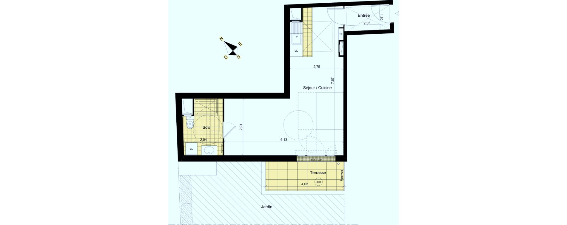 Appartement T1 de 38,43 m2 &agrave; Montgeron Centre