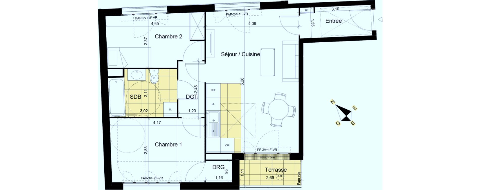 Appartement T3 de 61,22 m2 &agrave; Montgeron Centre