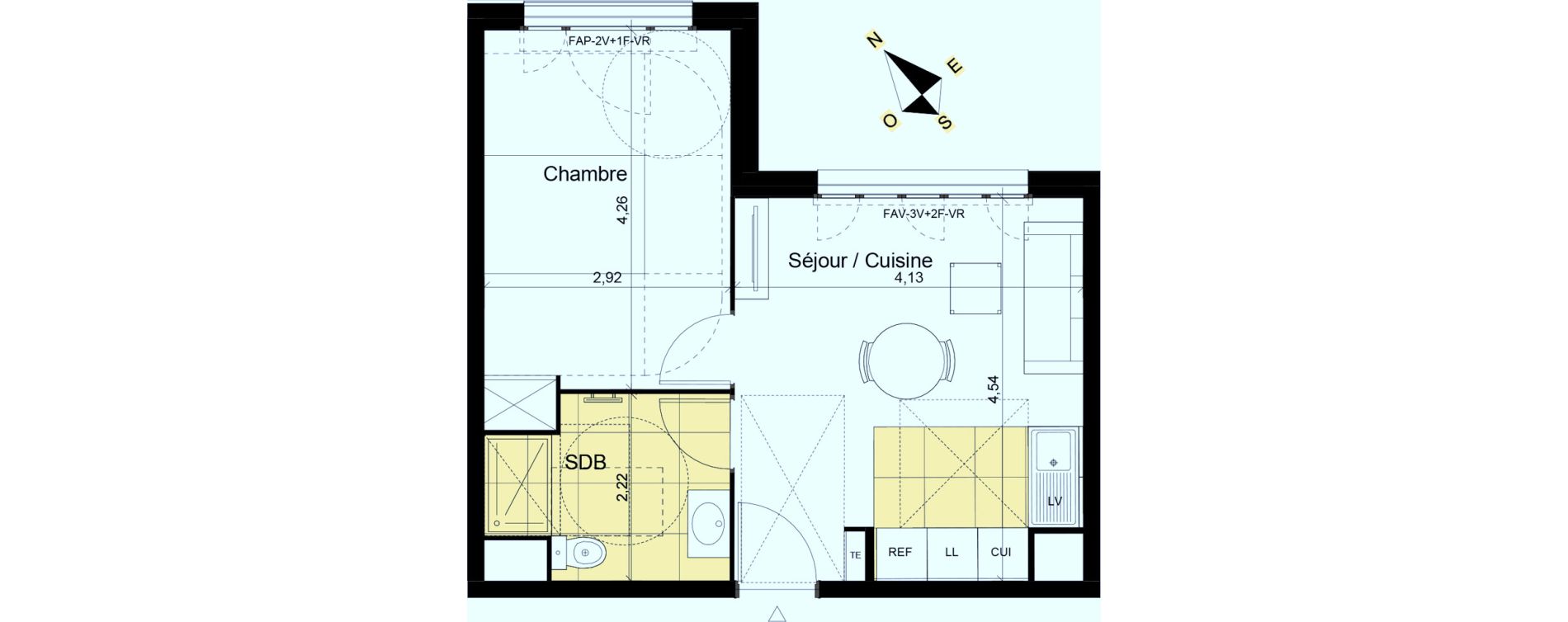Appartement T2 de 36,75 m2 &agrave; Montgeron Centre