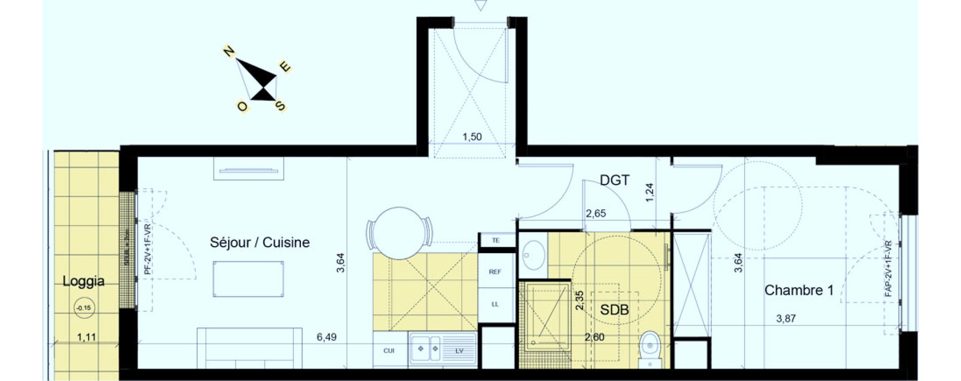 Appartement T2 de 49,19 m2 &agrave; Montgeron Centre