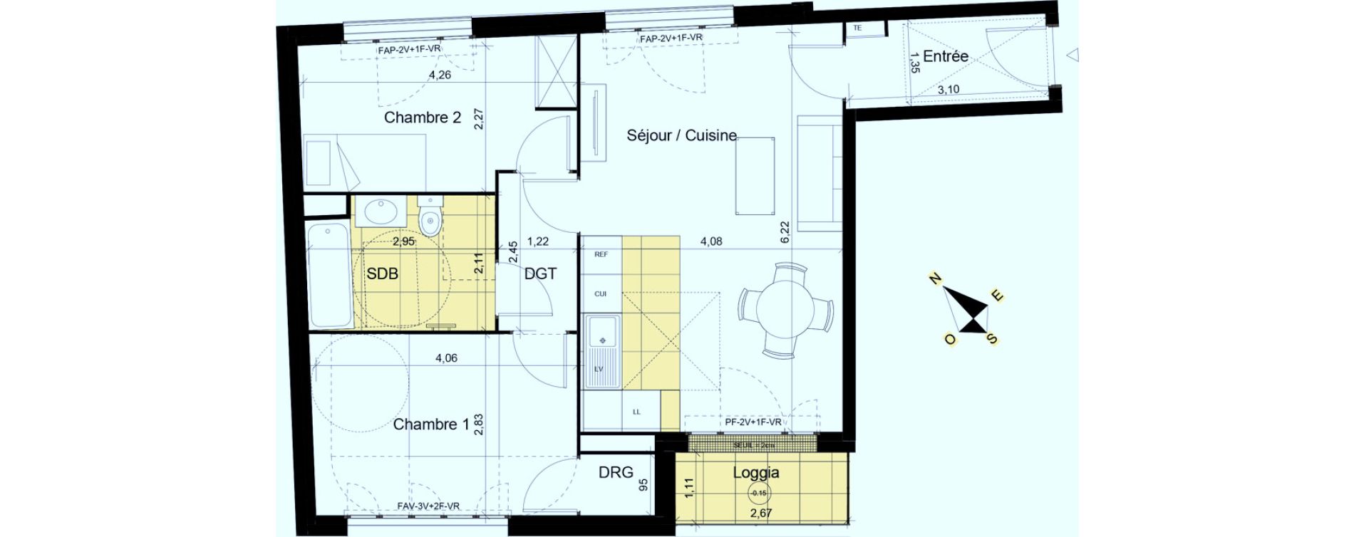 Appartement T3 de 61,21 m2 &agrave; Montgeron Centre
