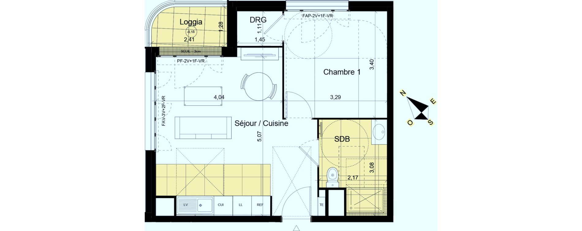 Appartement T2 de 42,75 m2 &agrave; Montgeron Centre