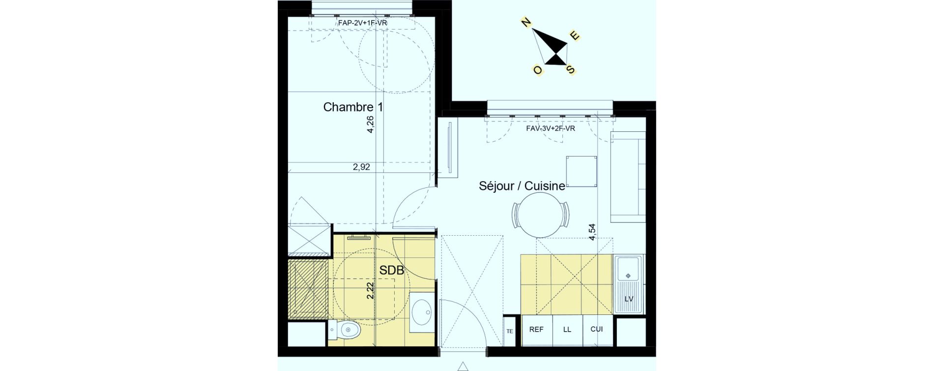 Appartement T2 de 36,76 m2 &agrave; Montgeron Centre