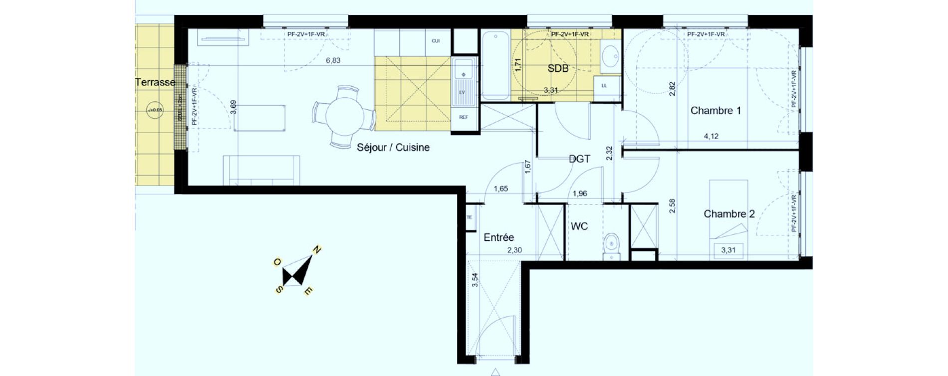 Appartement T3 de 67,75 m2 &agrave; Montgeron Centre