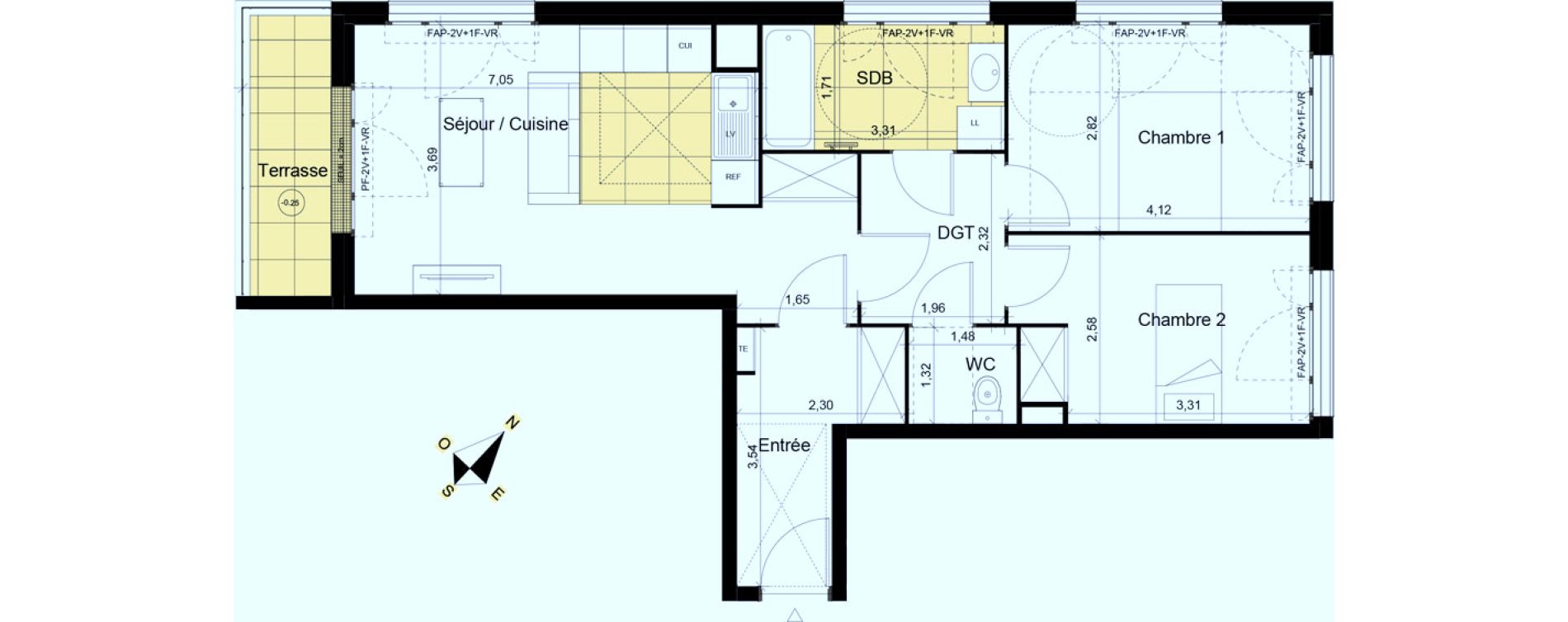 Appartement T3 de 63,00 m2 &agrave; Montgeron Centre