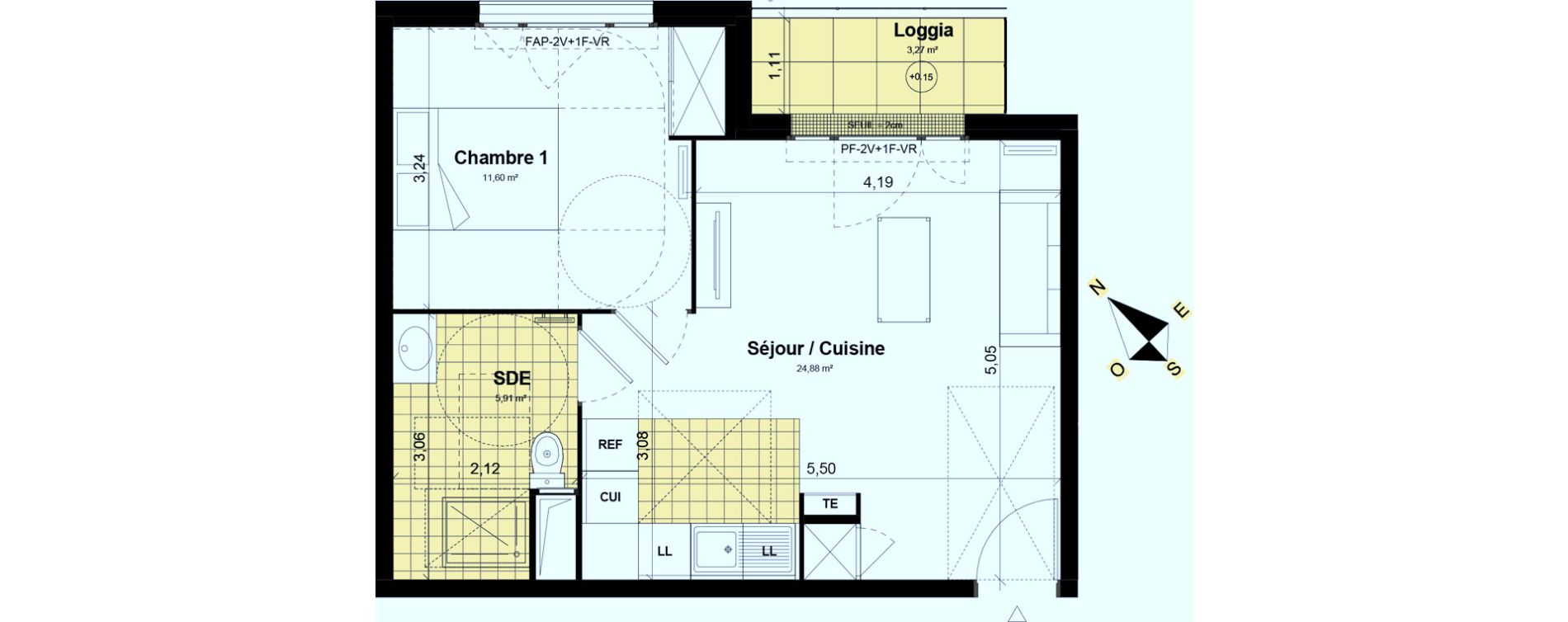 Appartement T2 de 42,39 m2 &agrave; Montgeron Centre