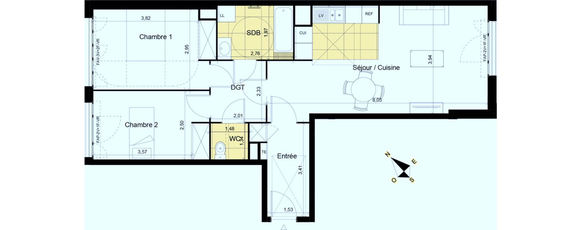 Appartement T3 de 69,32 m2 &agrave; Montgeron Centre