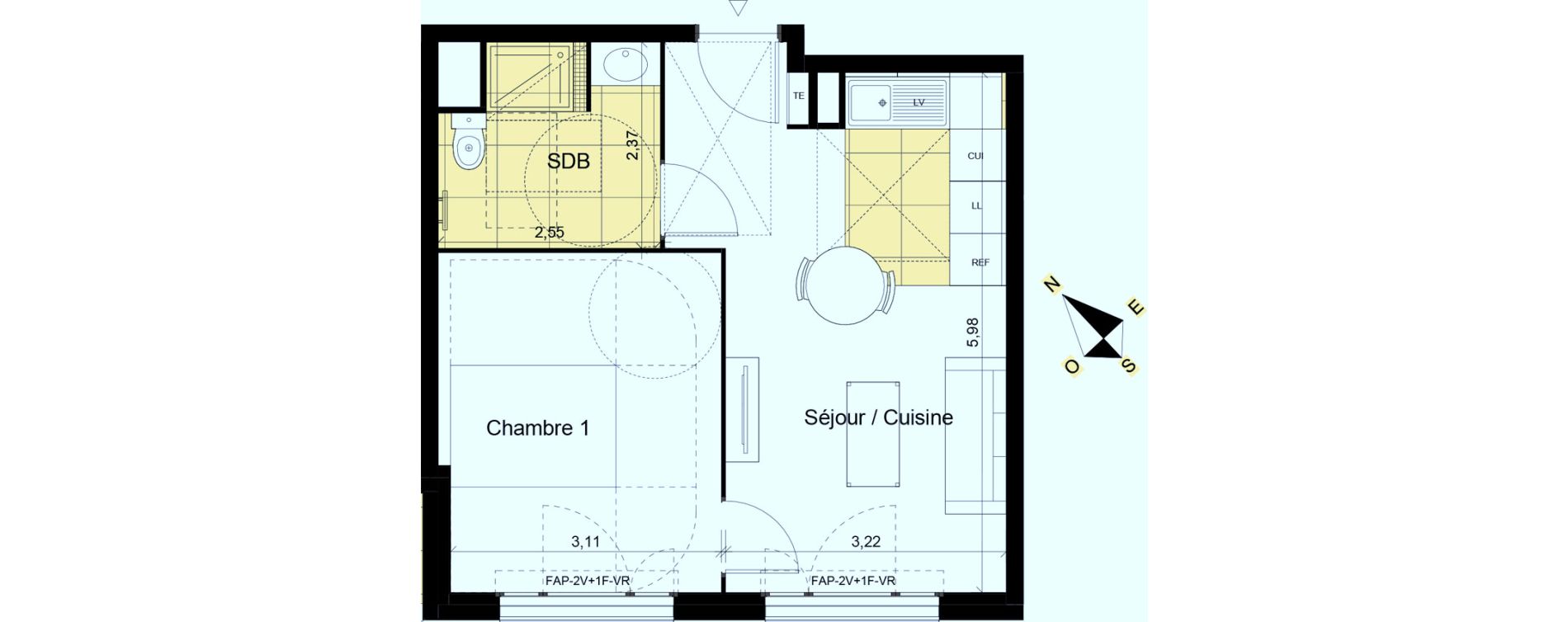 Appartement T2 de 38,94 m2 &agrave; Montgeron Centre