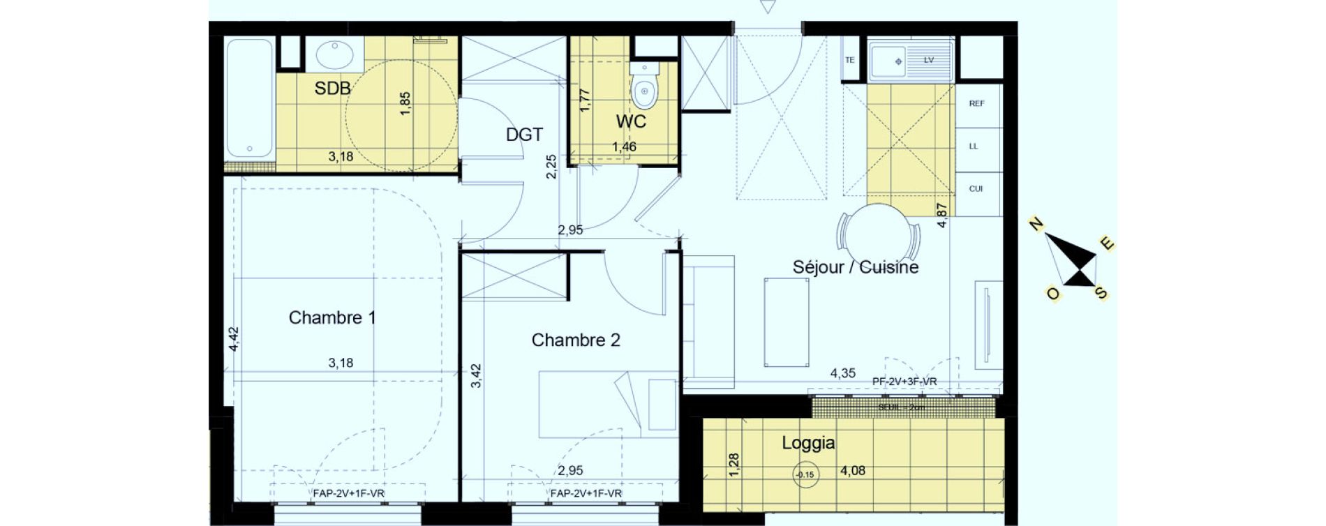 Appartement T3 de 58,33 m2 &agrave; Montgeron Centre