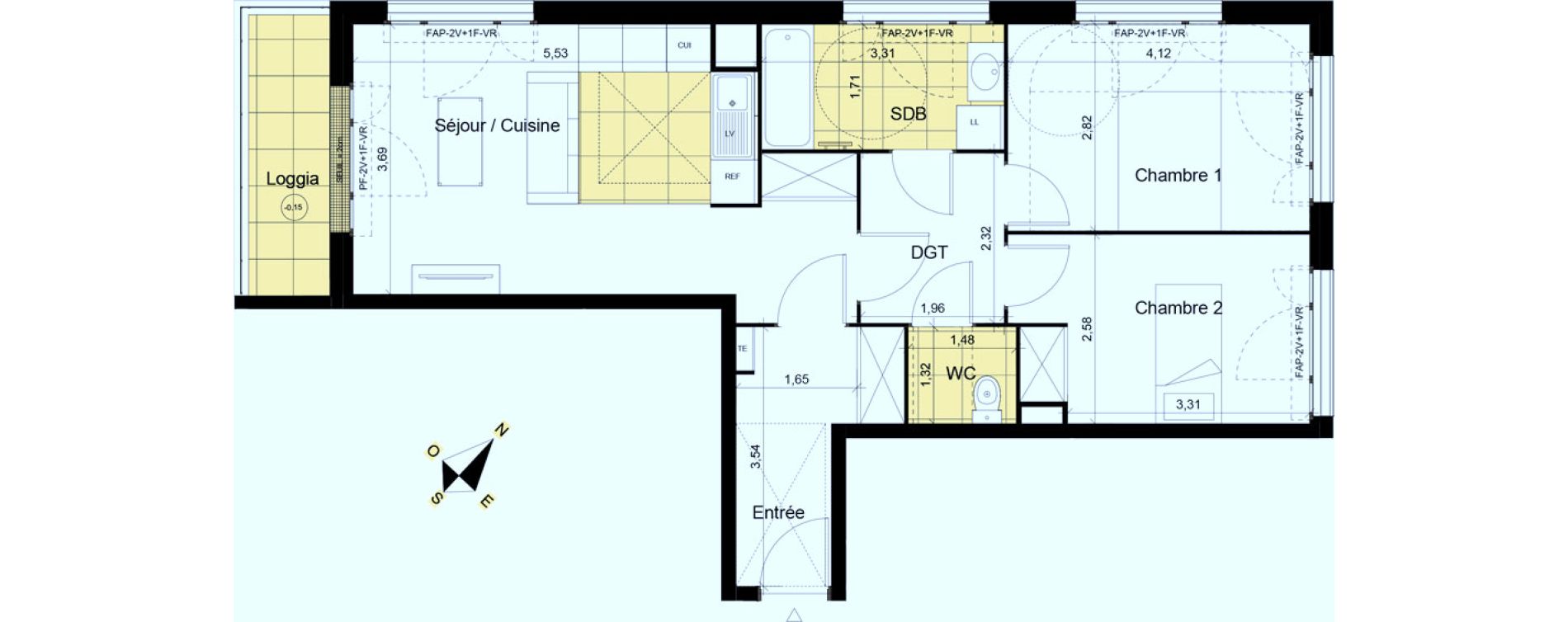 Appartement T3 de 63,00 m2 &agrave; Montgeron Centre