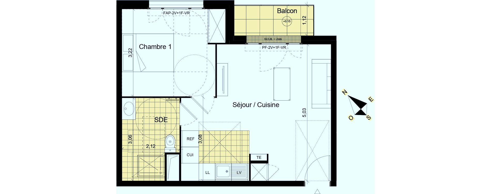 Appartement T2 de 42,21 m2 &agrave; Montgeron Centre