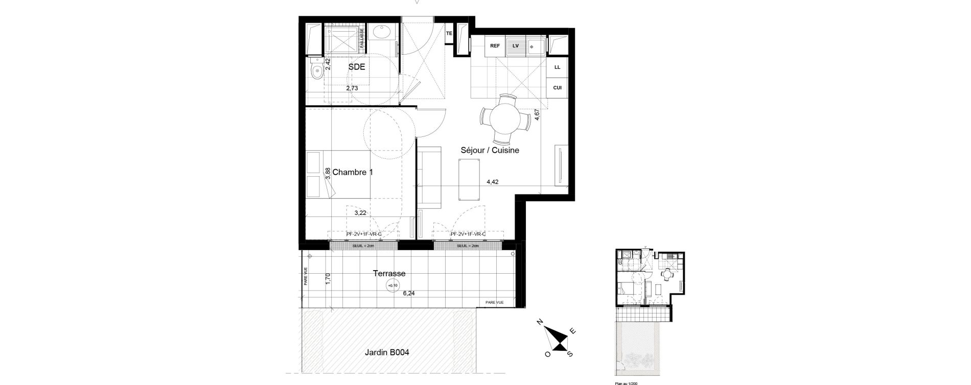 Appartement T2 de 43,60 m2 &agrave; Montgeron Centre