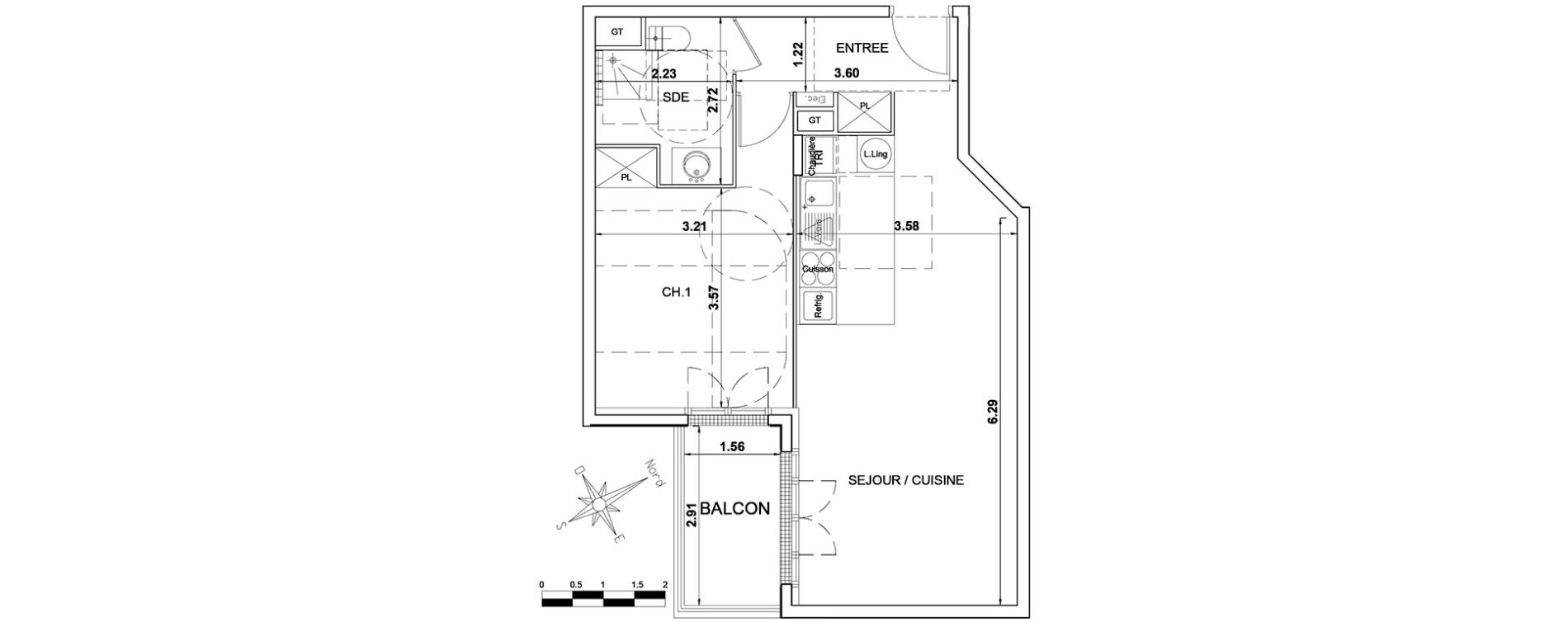 Appartement T2 de 50,40 m2 &agrave; Montgeron Centre