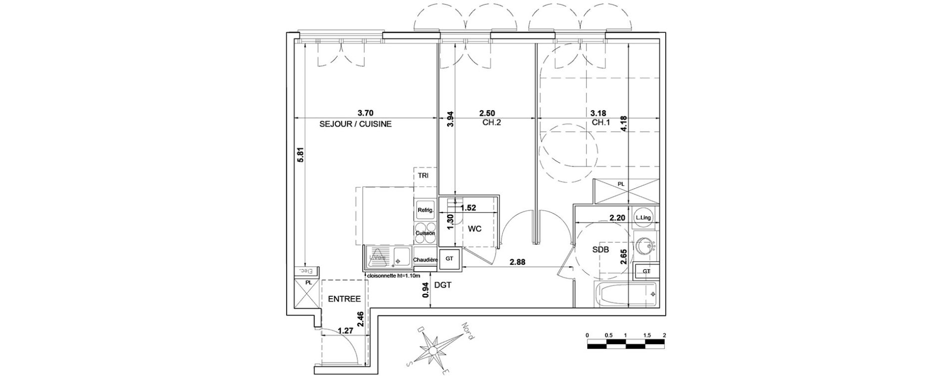 Appartement T3 de 64,90 m2 &agrave; Montgeron Centre